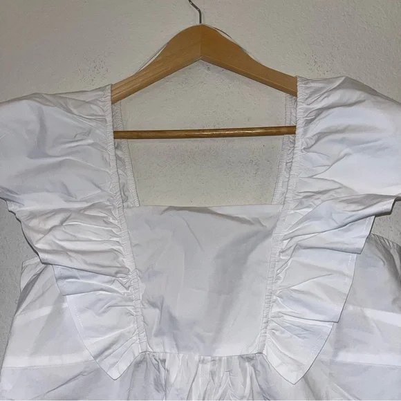 Ganni White Ruffle Sleeve Top - Picture 6 of 15